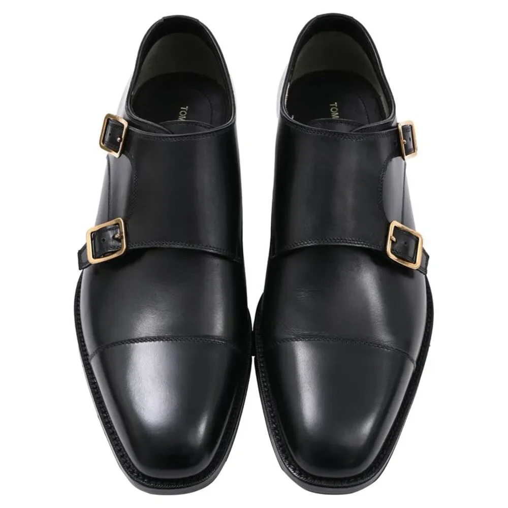 Tom Ford Claydon Double-Monk-Strap Shoes in Black Leather